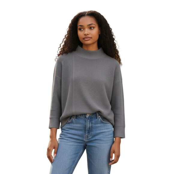 BTFBM Sweaters - BTFBM Gray Mock Neck Ribbed Knit Top Women’s Small Long Sleeve Stretch Pullover